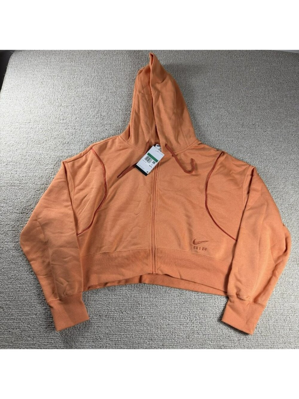 Nike Air Full Zip Fleece Cropped Hoodie Jacket Orange Women's Size XL
